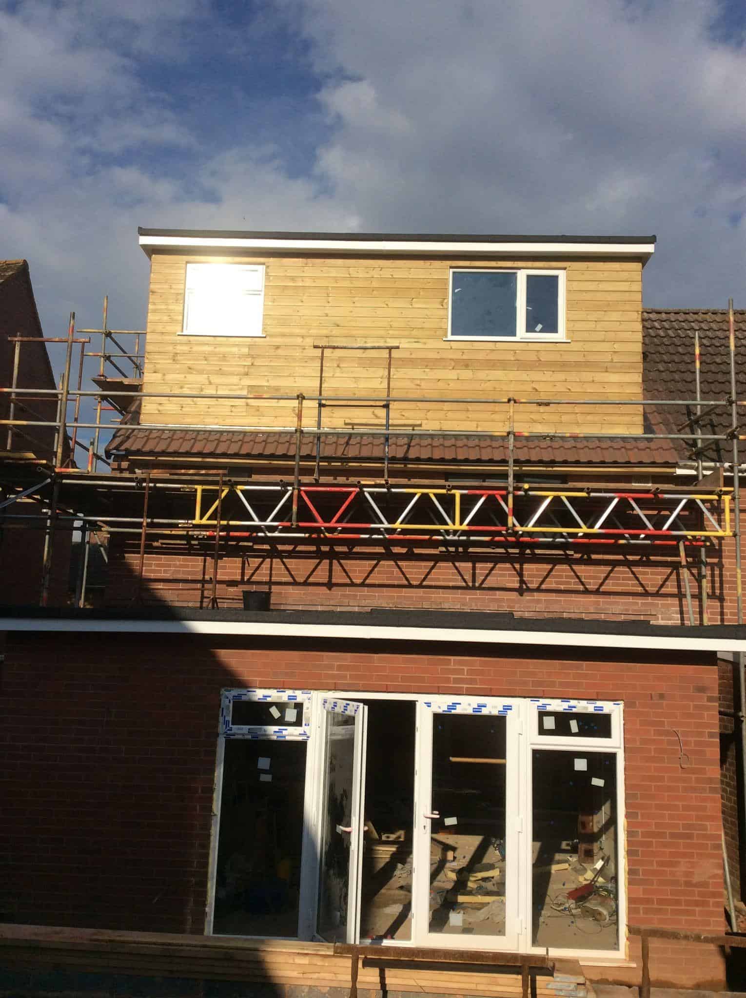 Newlyconstructed wooden extension on residential property by JB Carpentry & Construction.