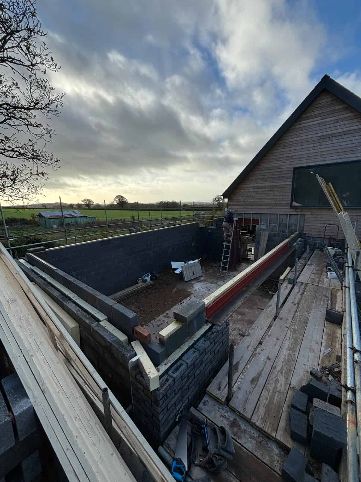 New build garden wall construction by JB Carpentry & Construction in the UK.